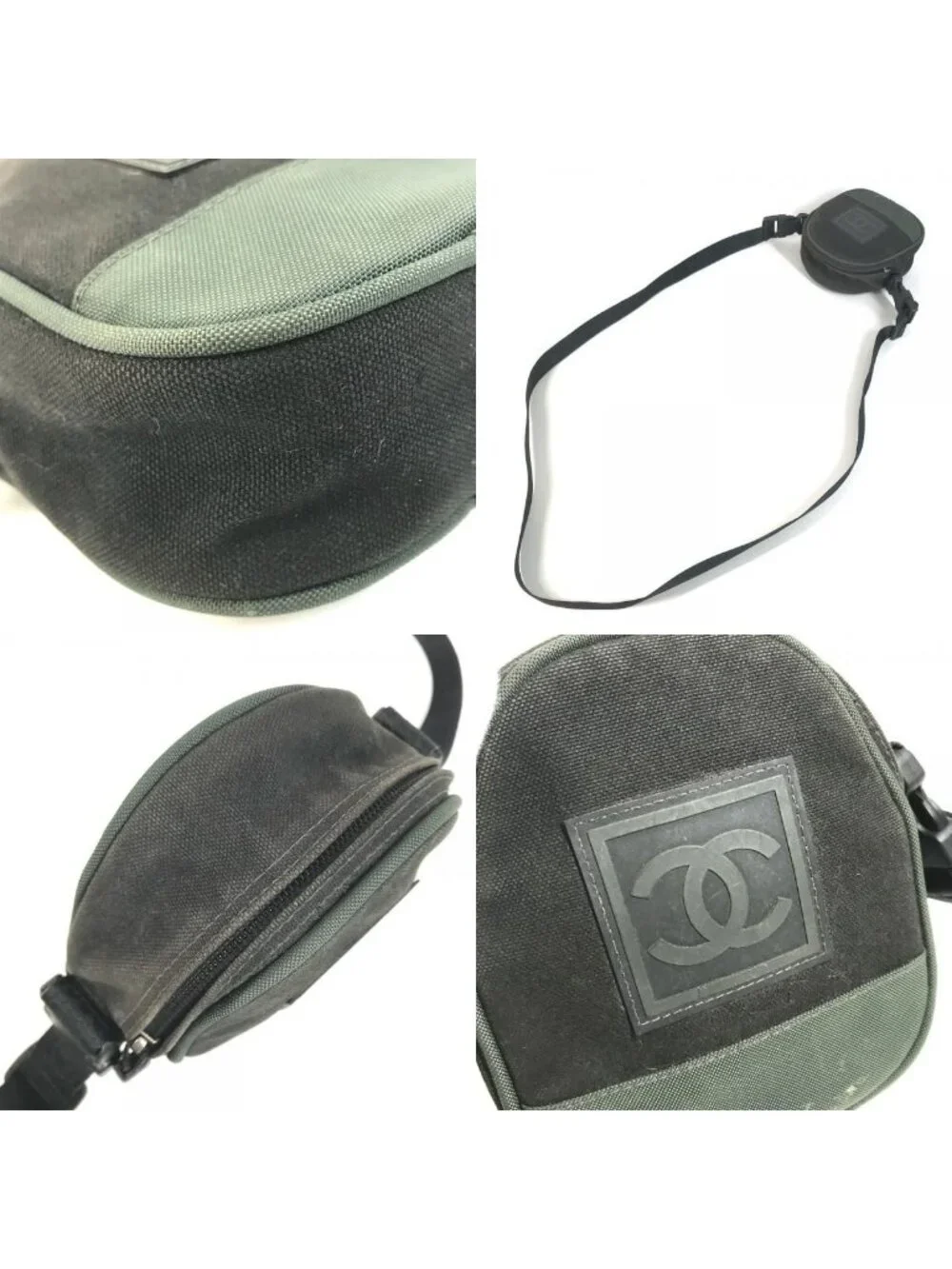 Chanel Shoulder Bag CC Logo Canvas Black
